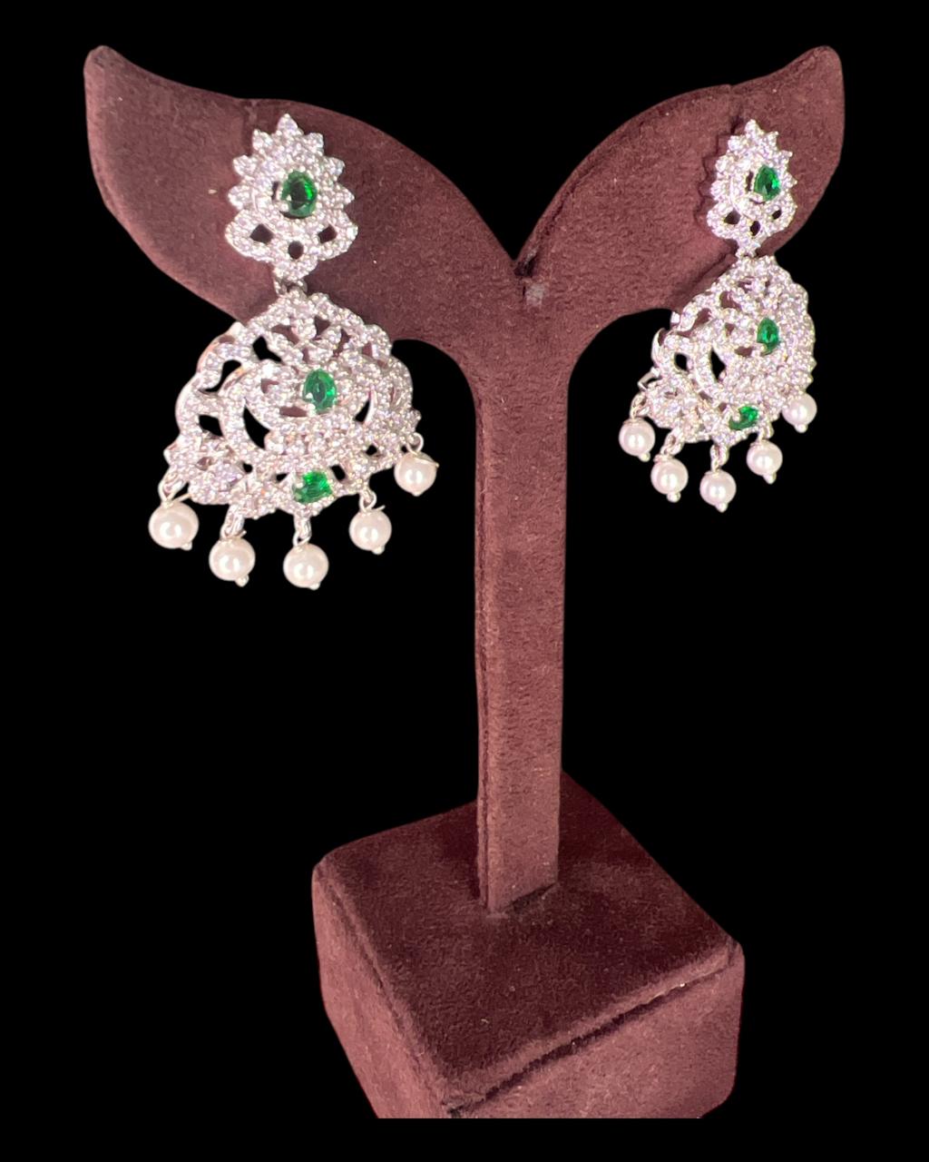 Aranya Silver Green Earrings