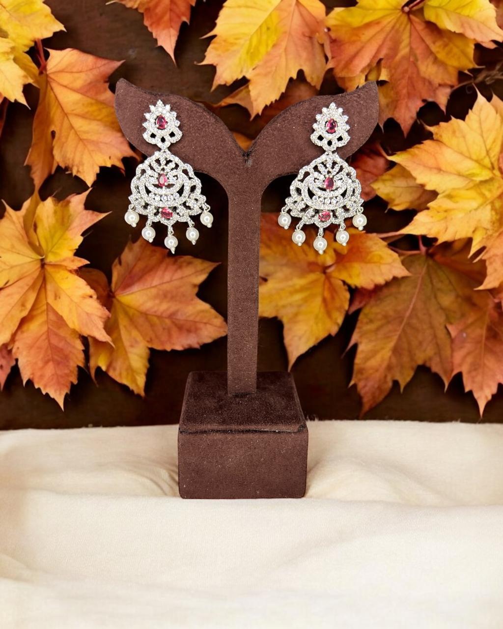 Aranya Silver Rose Gold Earrings