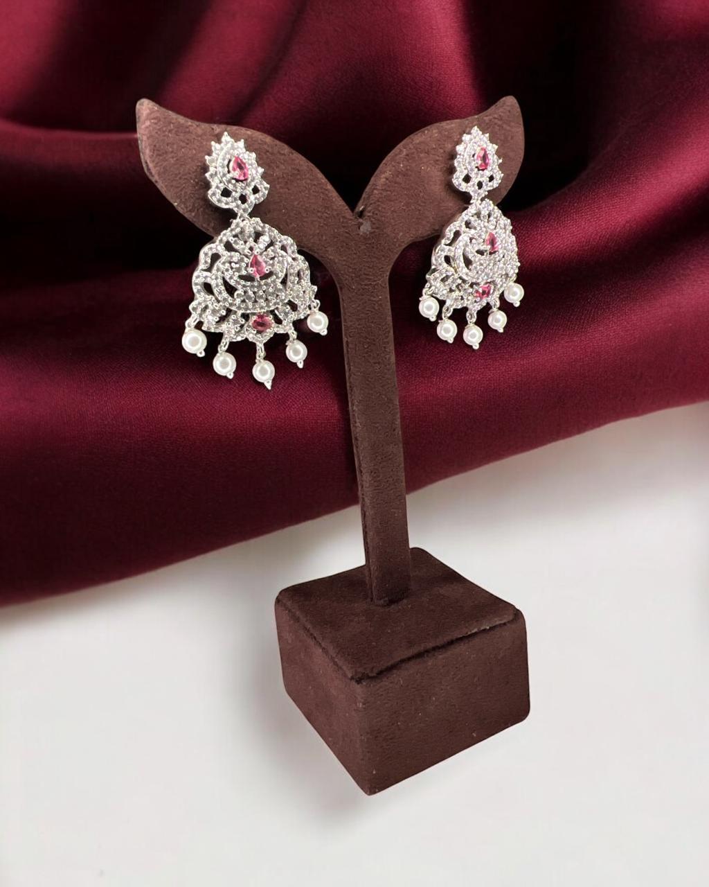 Aranya Silver Rose Gold Earrings