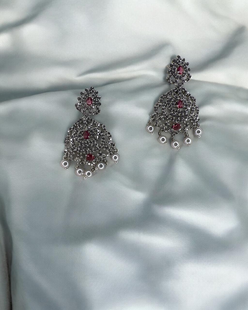 Aranya Silver Rose Gold Earrings