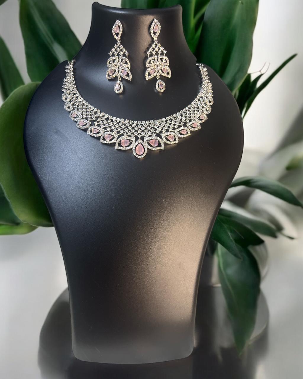 Blush Pink AD/CZ Choker Set