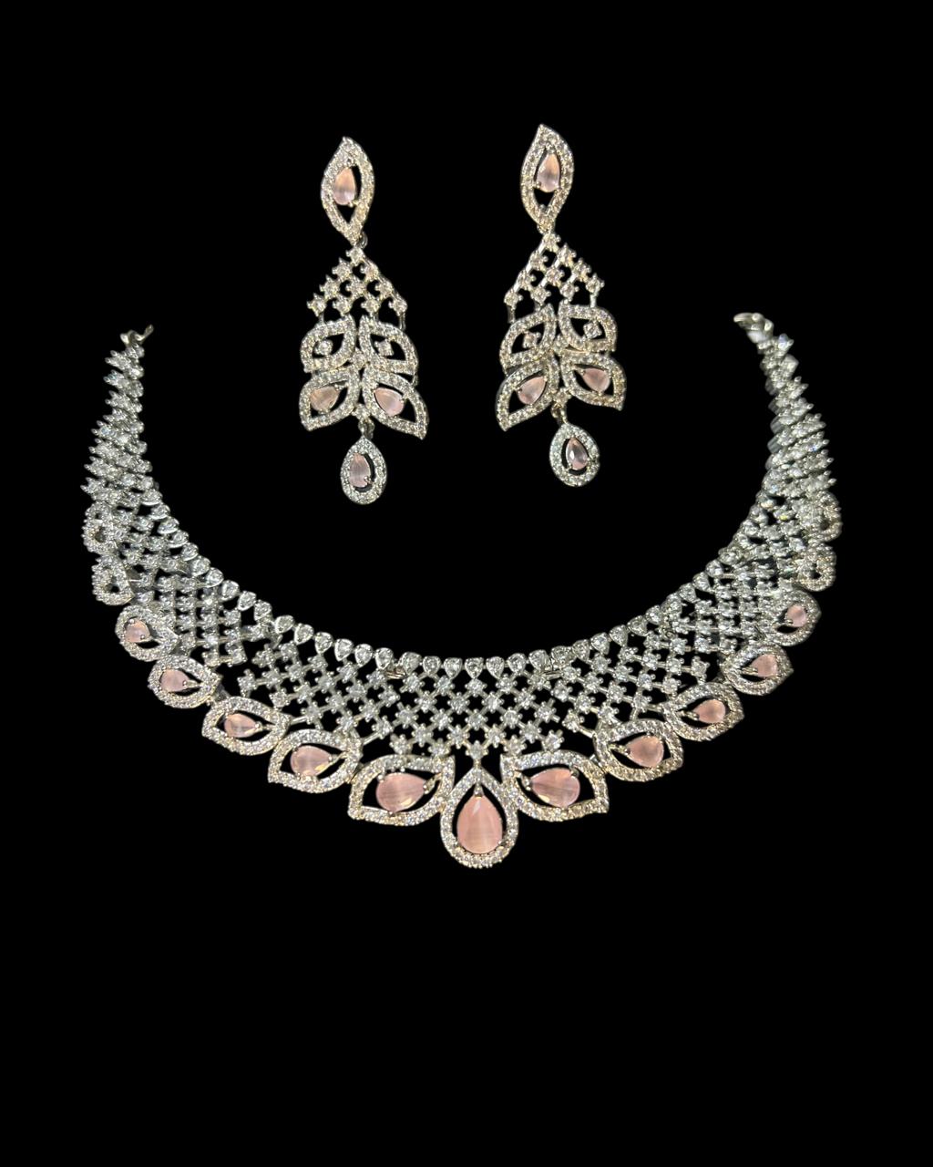 Blush Pink AD/CZ Choker Set