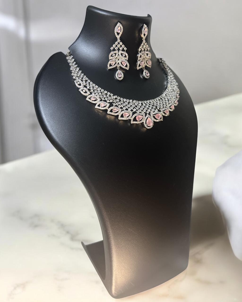 Blush Pink AD/CZ Choker Set