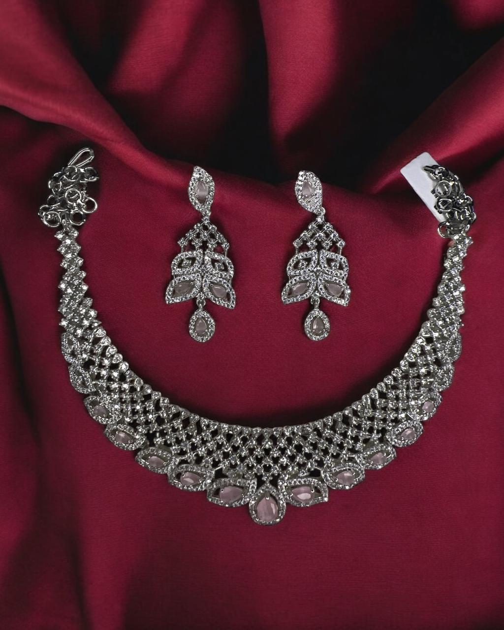 Blush Pink AD/CZ Choker Set