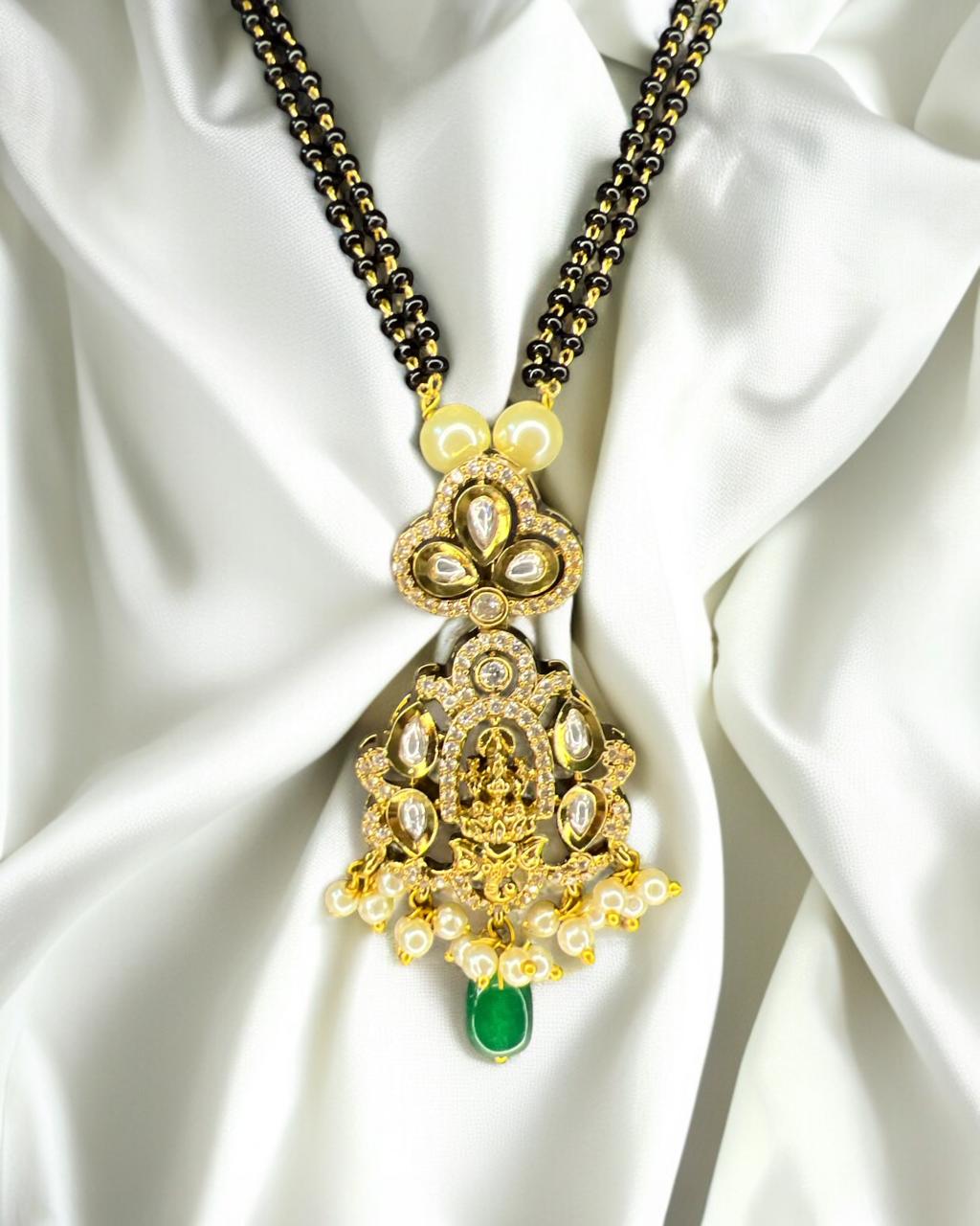 Emerald Kundan Lakshmi Mangalsutra