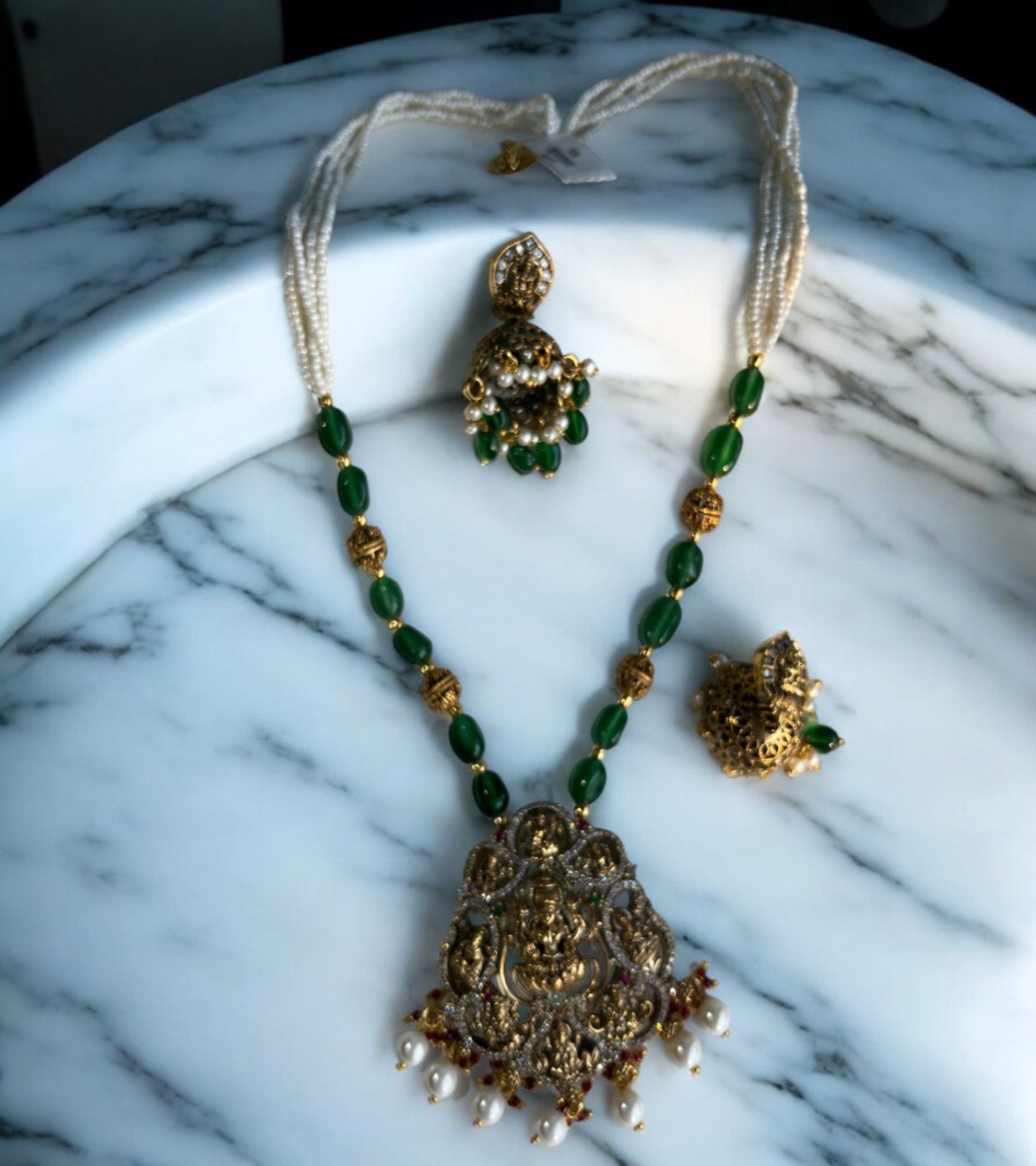 Green Beaded Necklace Set