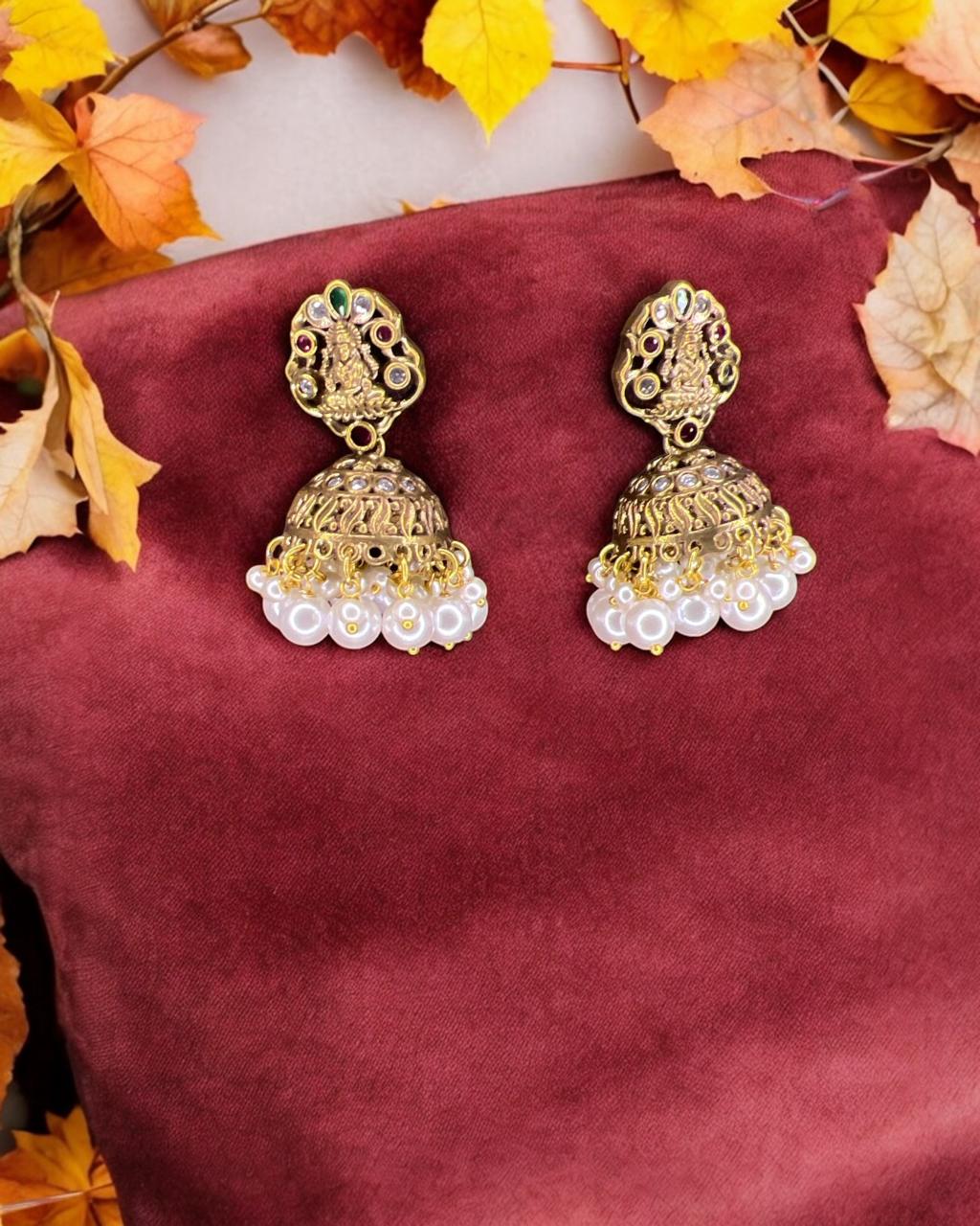 Regal Pink Beaded Temple Set