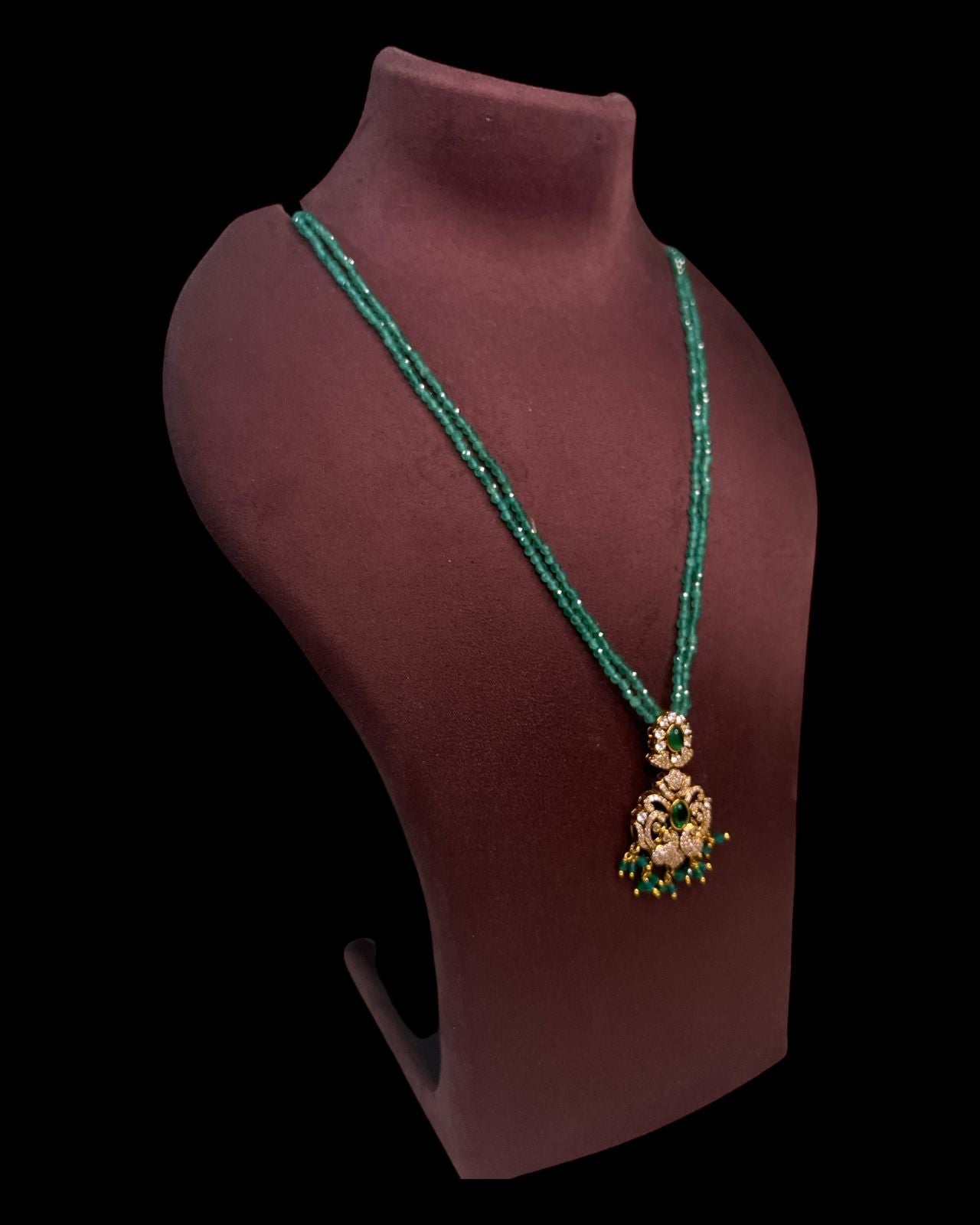 Meher Emerald Drop Pendant Set