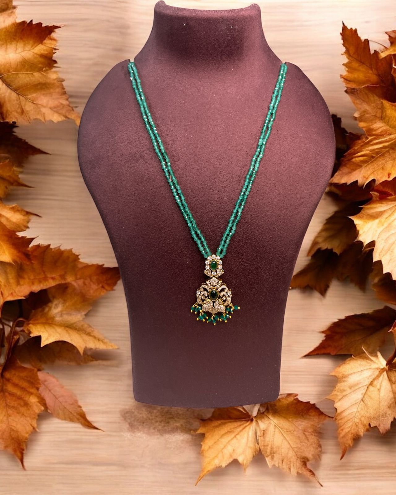 Meher Emerald Drop Pendant Set