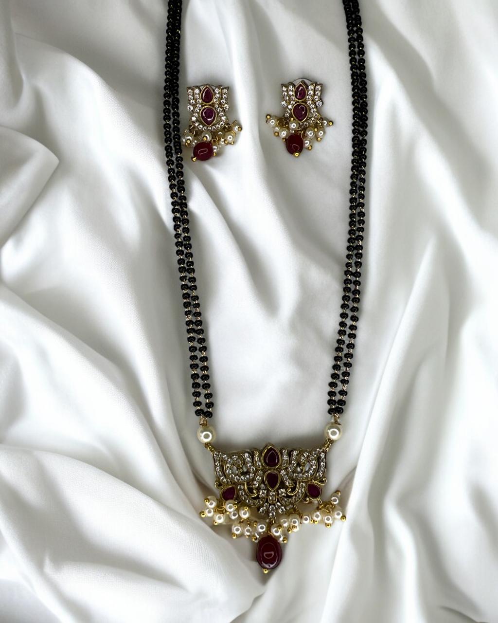 Ruby Lotus Mangalsutra Set