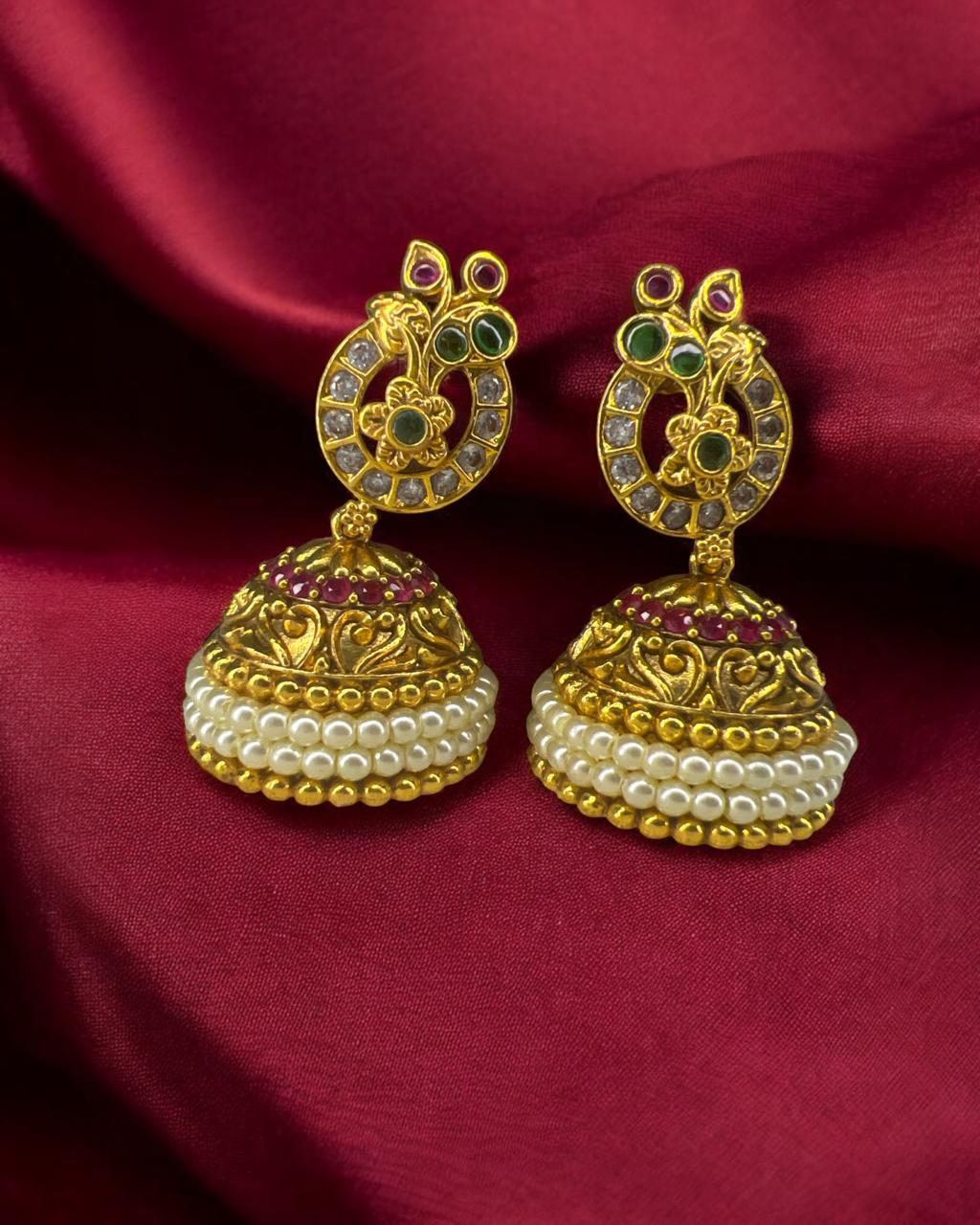 Peacock Pearl Jhumki