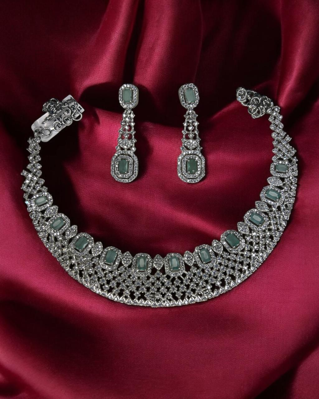 Radiant Pastel green AD/CZ Choker Set