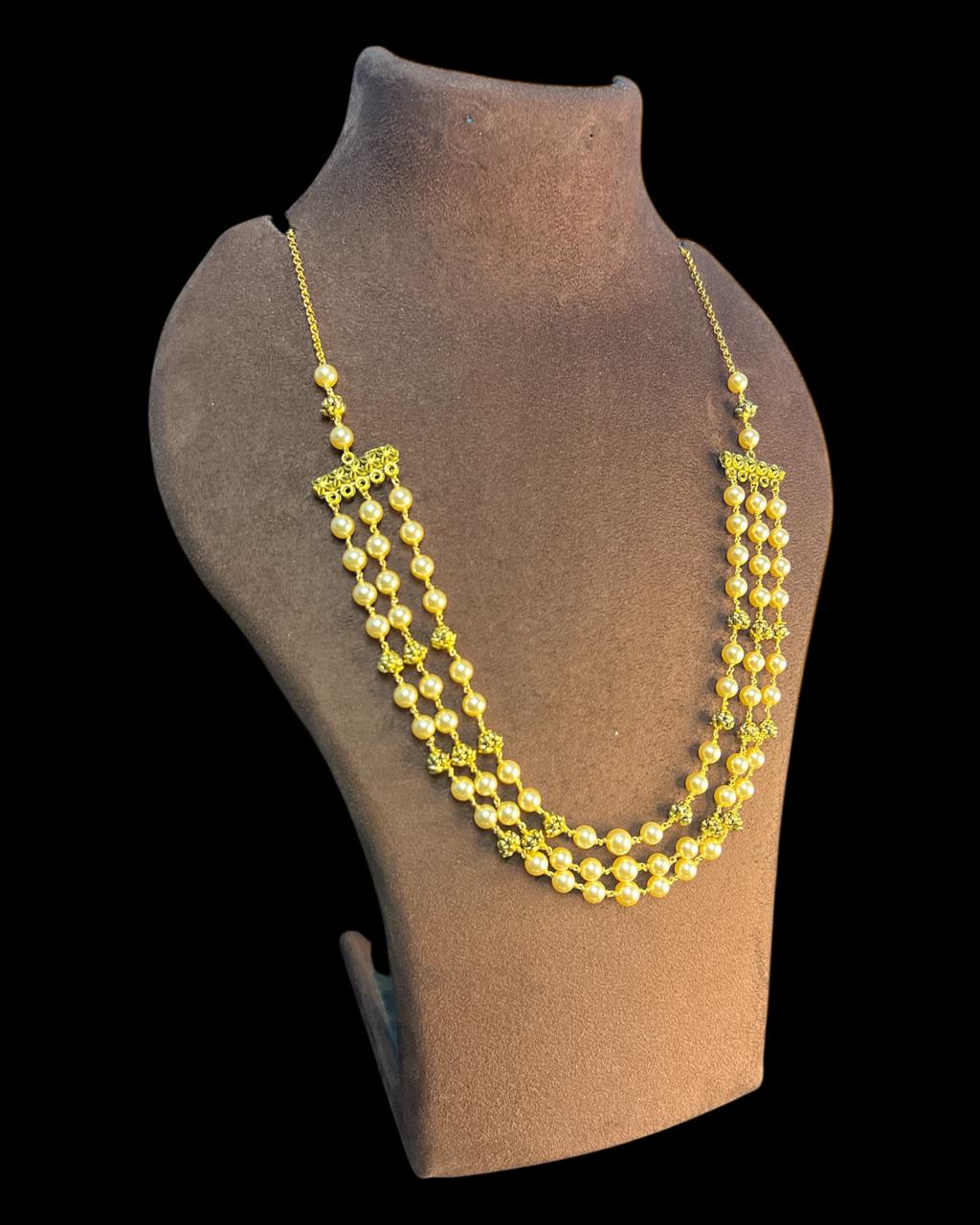 "Rajmoti Haar" – Classic Pearl Layered Necklace