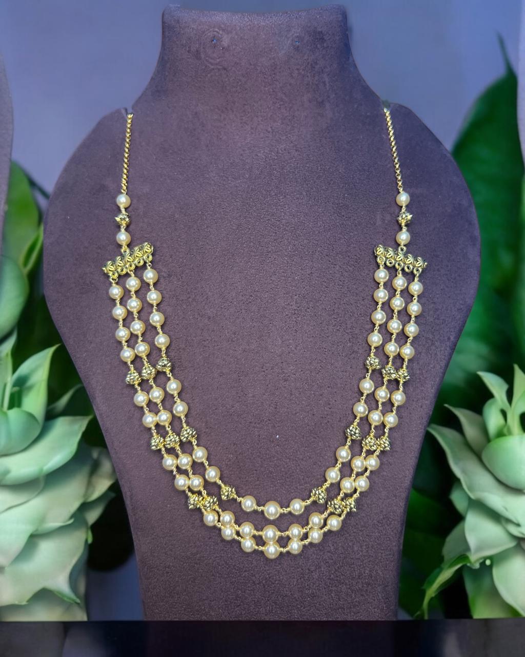 "Rajmoti Haar" – Classic Pearl Layered Necklace