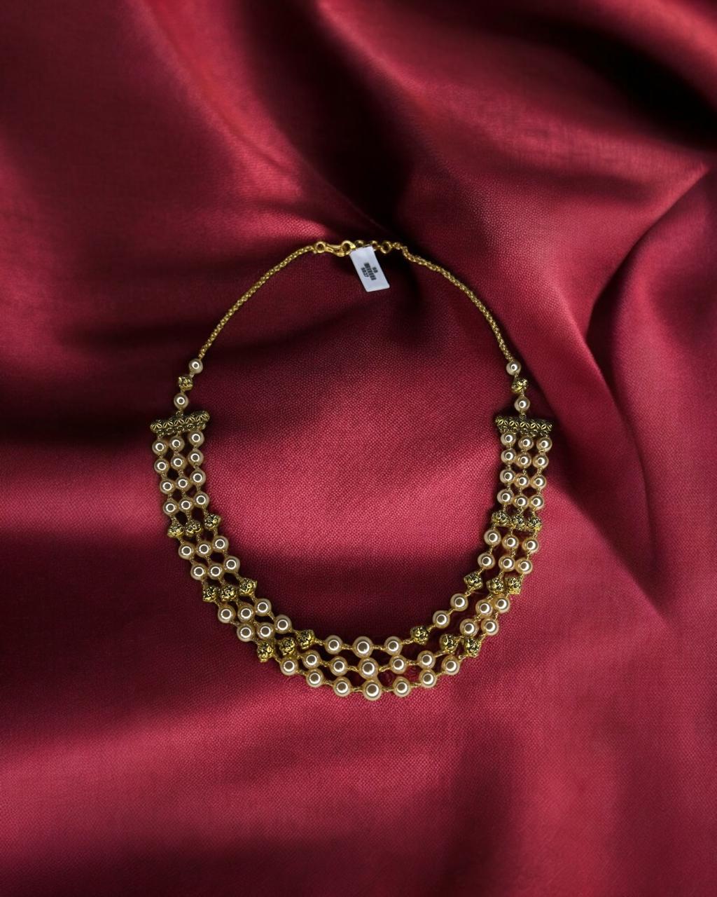 "Rajmoti Haar" – Classic Pearl Layered Necklace