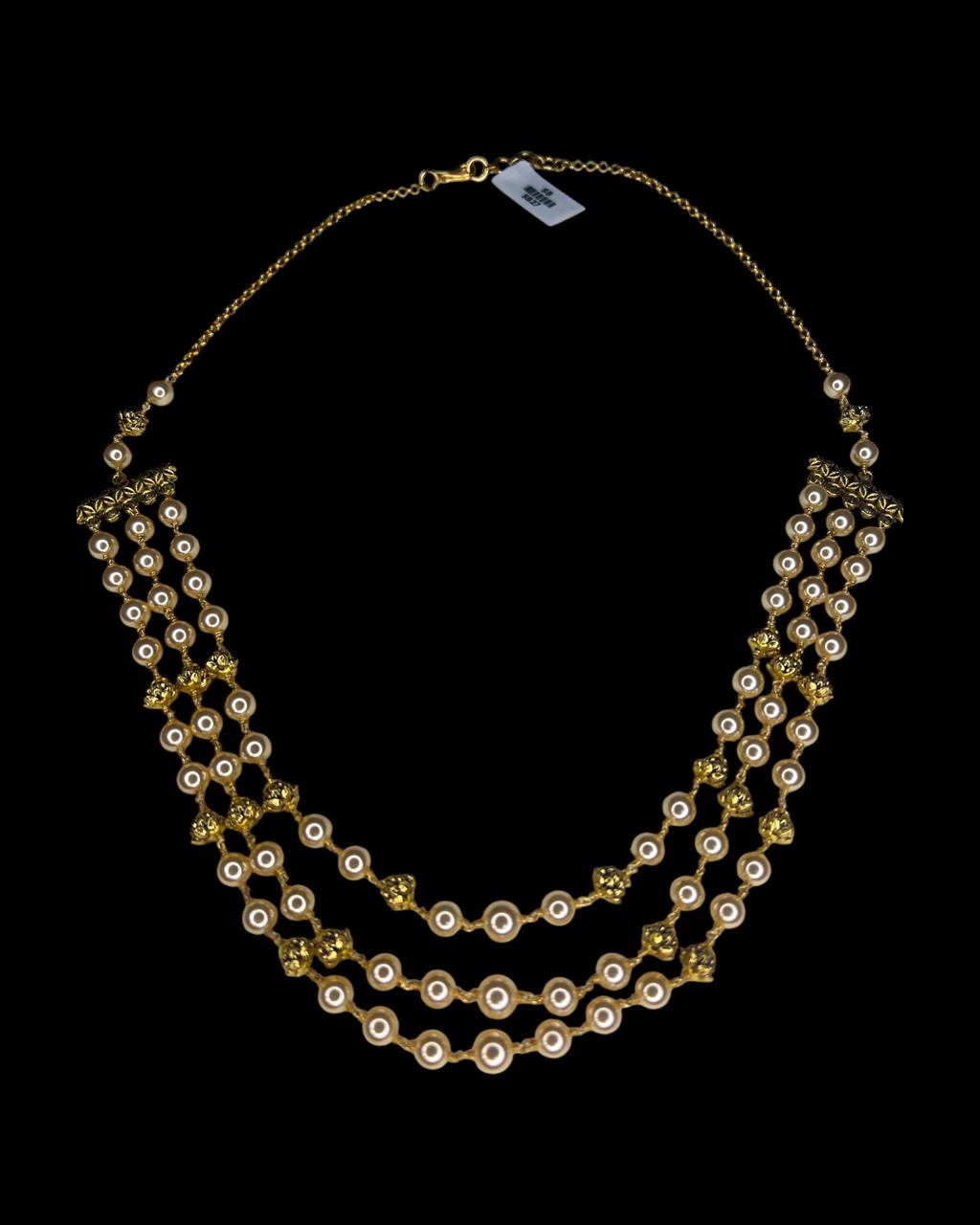 "Rajmoti Haar" – Classic Pearl Layered Necklace