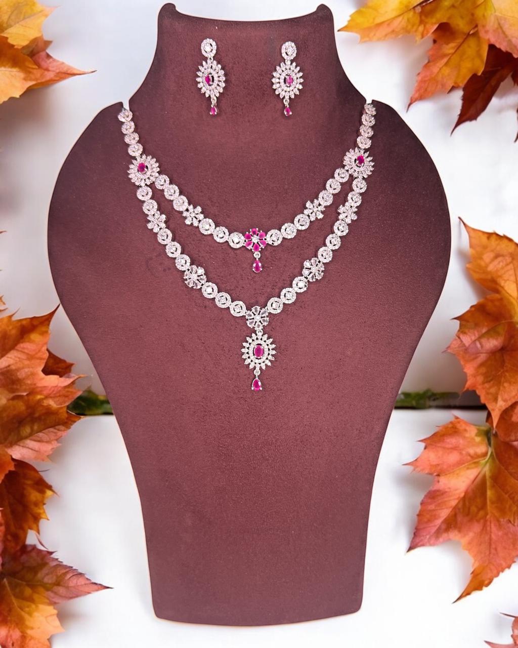 Royal Pink CZ Necklace set
