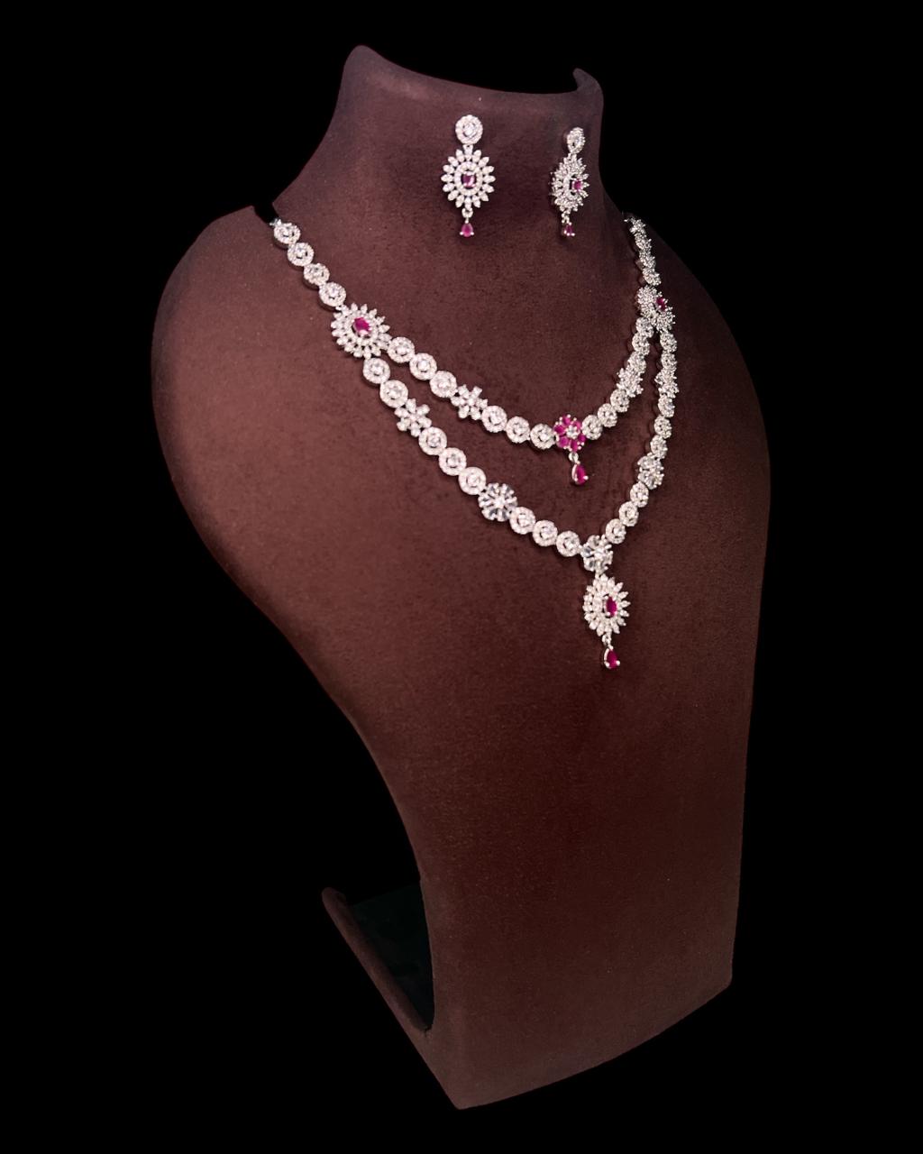 Royal Pink CZ Necklace set