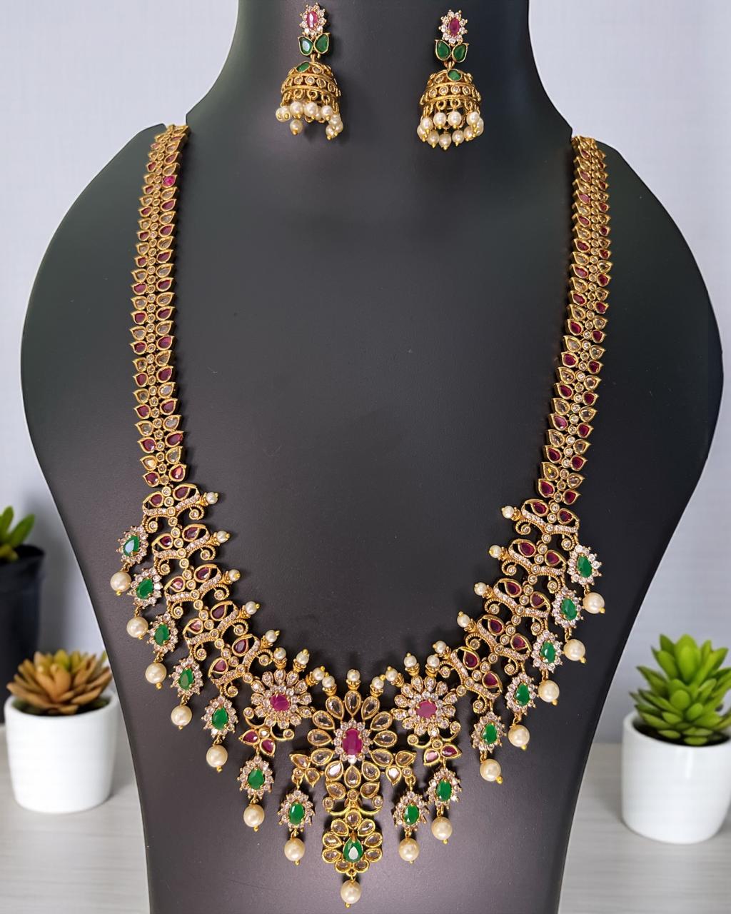 Ruby Emerald Bridal Haram Set