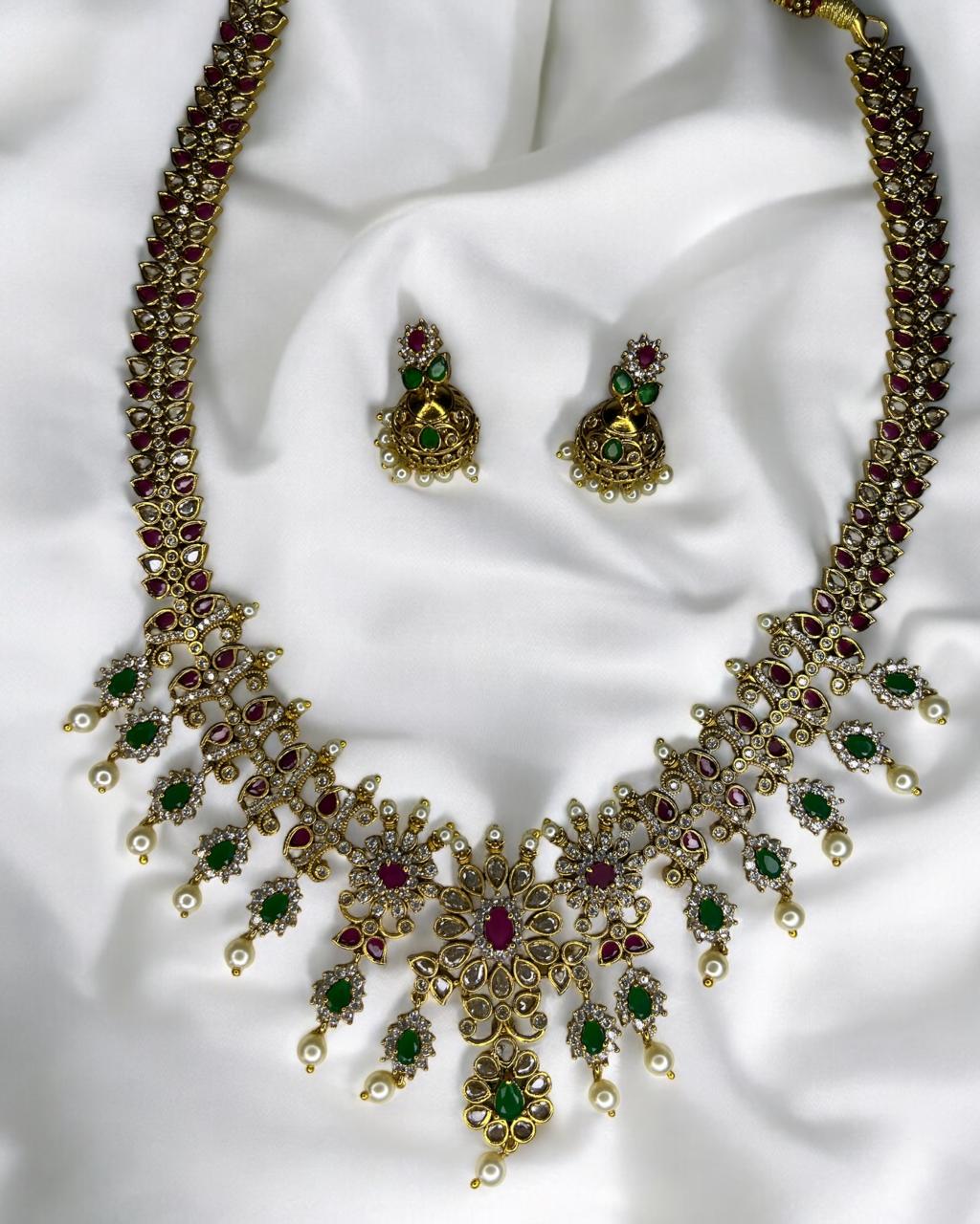 Ruby Emerald Bridal Haram Set