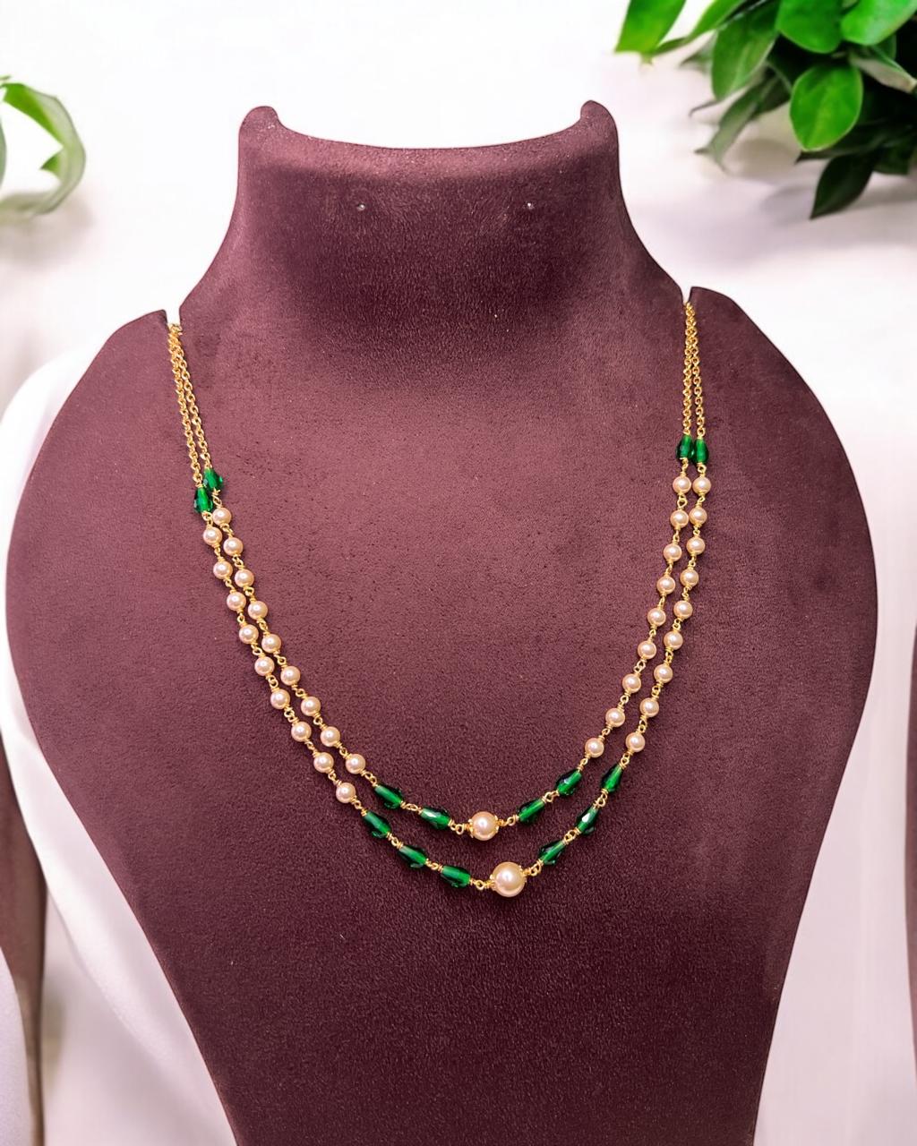 Tarini Green Layered necklace
