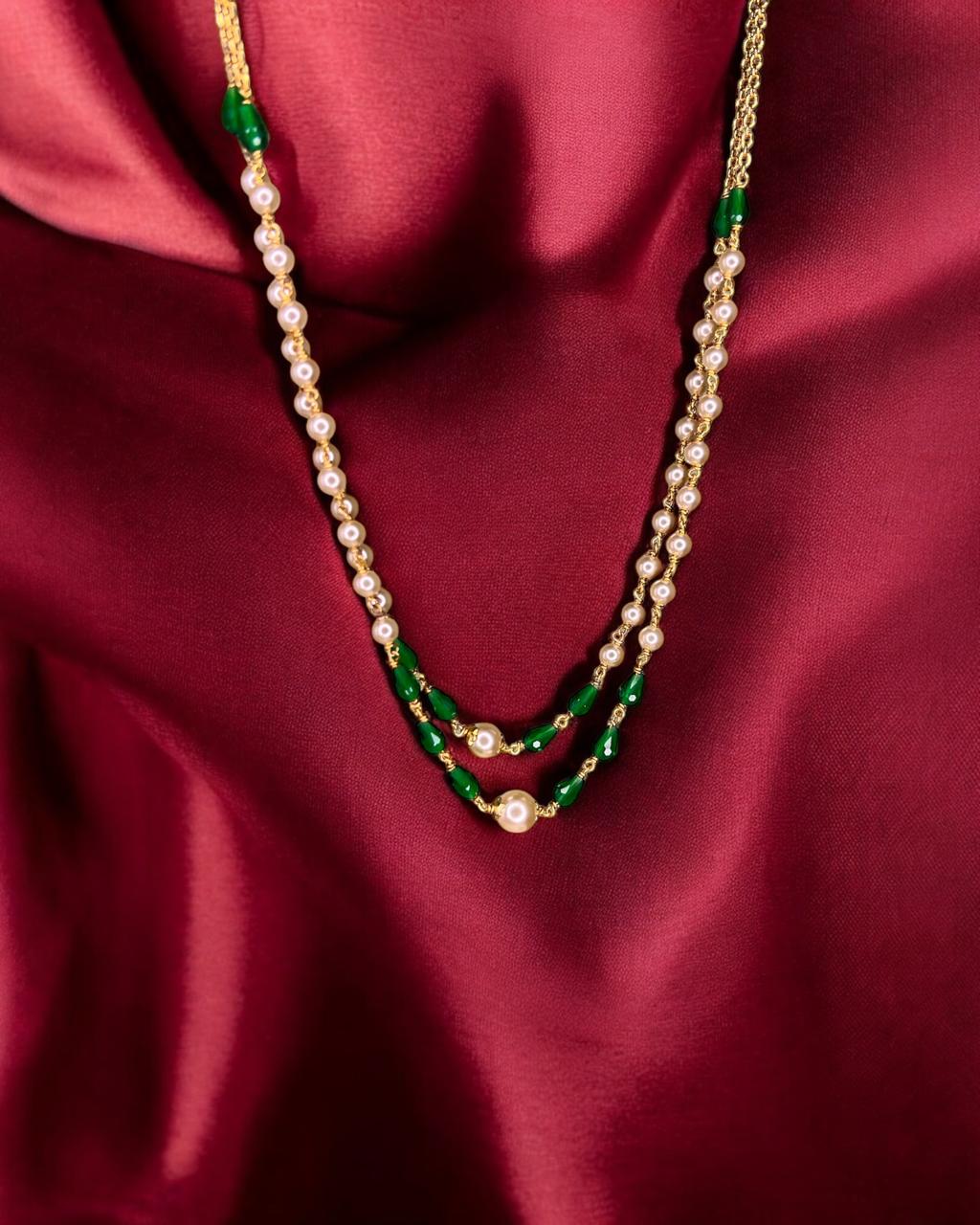 Tarini Green Layered necklace