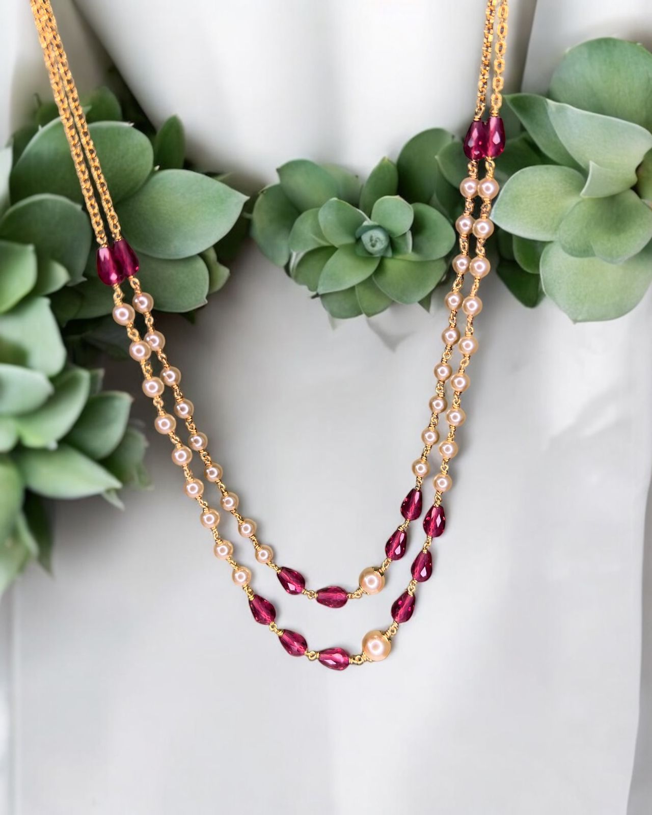 Tarini Pink Layered necklace