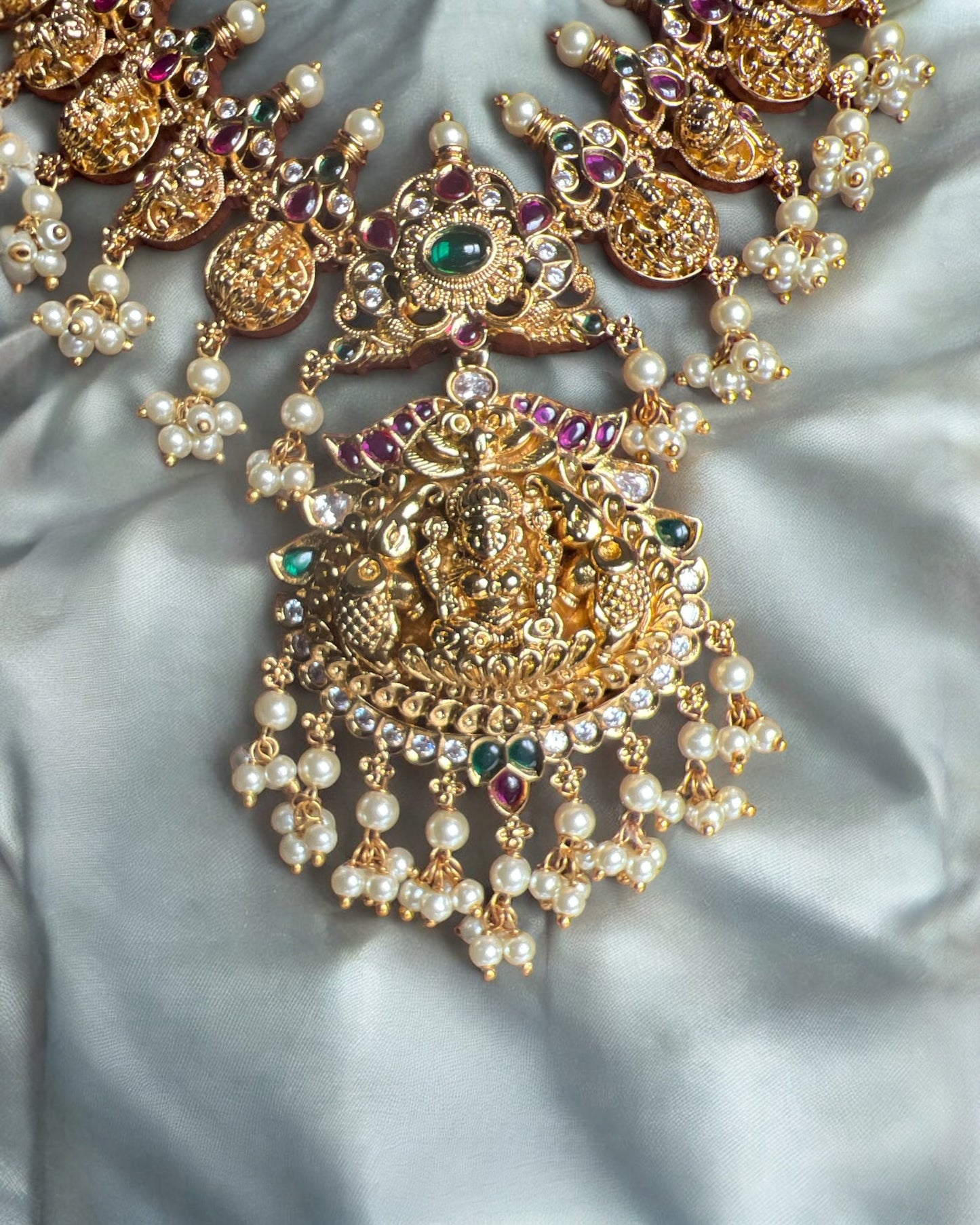 Ruby Coin Lakshmi Haaram set