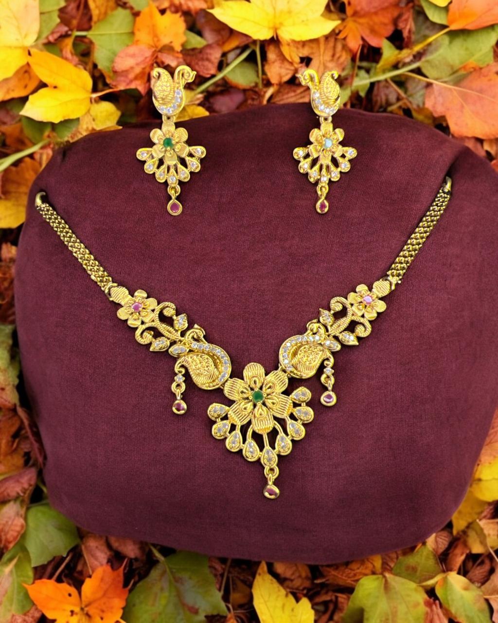 Vaanya Peacock Blossom Necklace Set