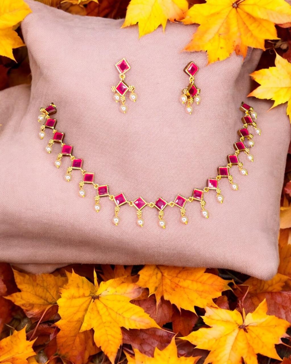 Zaara Ruby Pearl Set