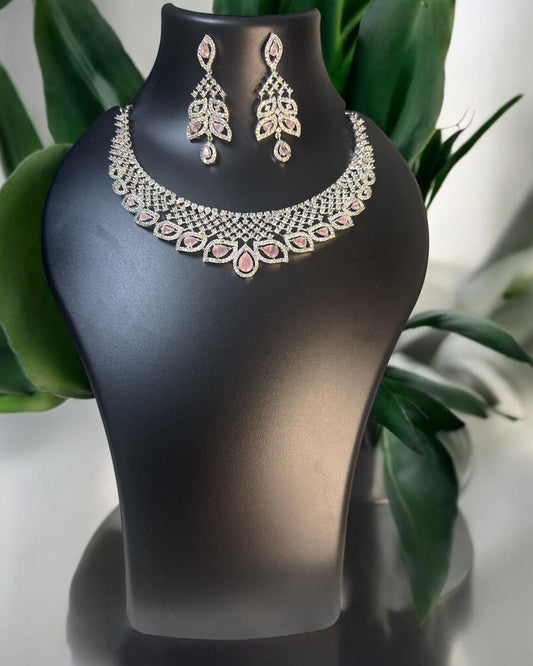 Blush Pink AD/CZ Choker Set