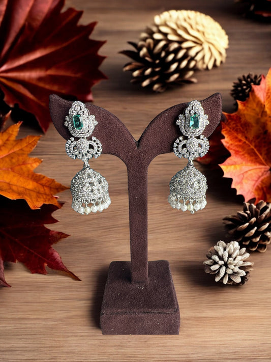 Elegant Aqua Green Jhumki Earrings