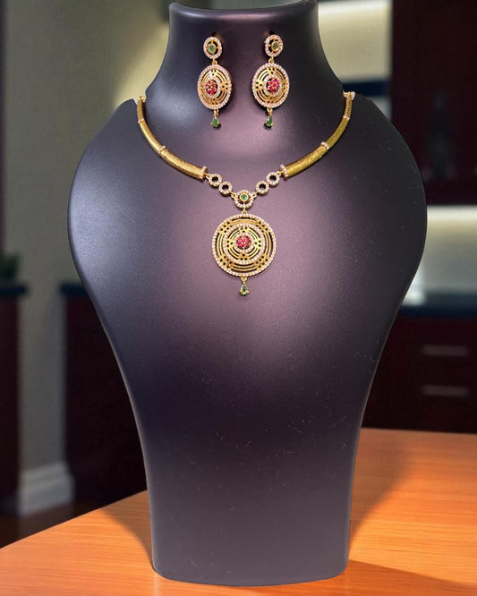 Golden Mandala Pendant Set