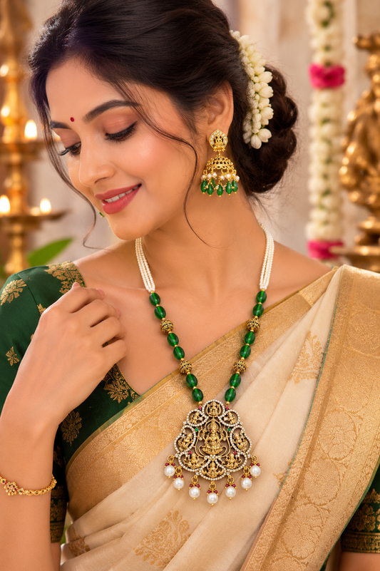 Green Beaded Necklace Set