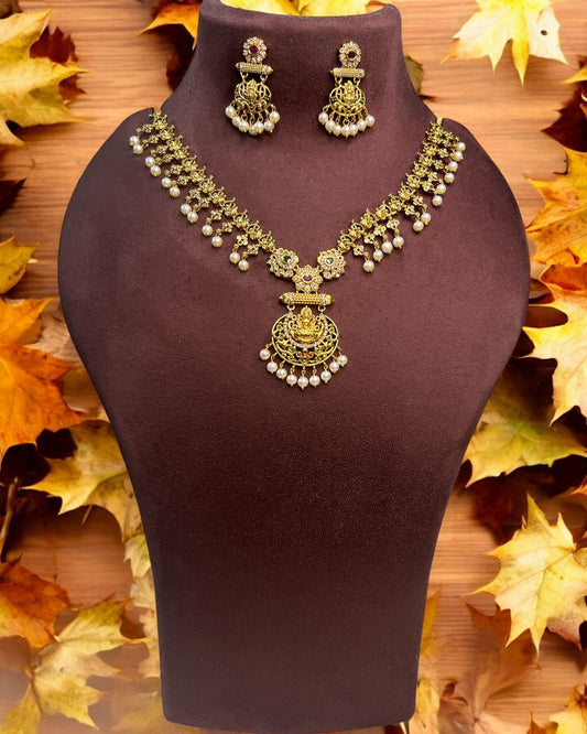 Anaya Pearl Temple Necklace Set