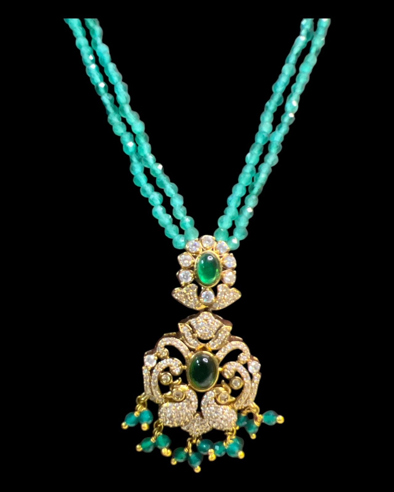 Meher Emerald Drop Pendant Set