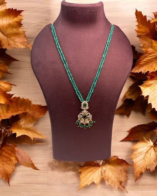 Meher Emerald Drop Pendant Set