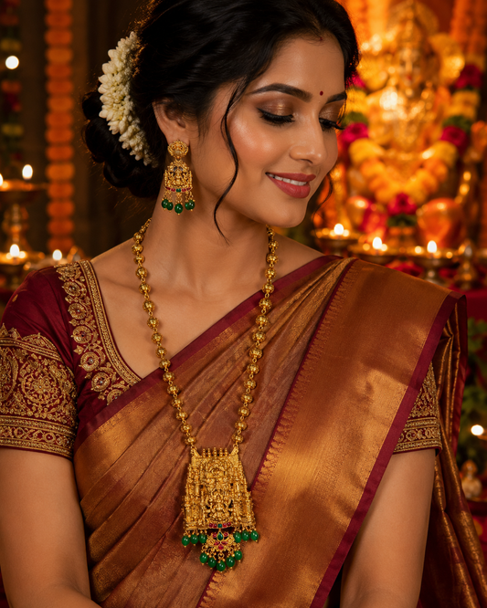 Lakshmi Temple Pendant Haram Set