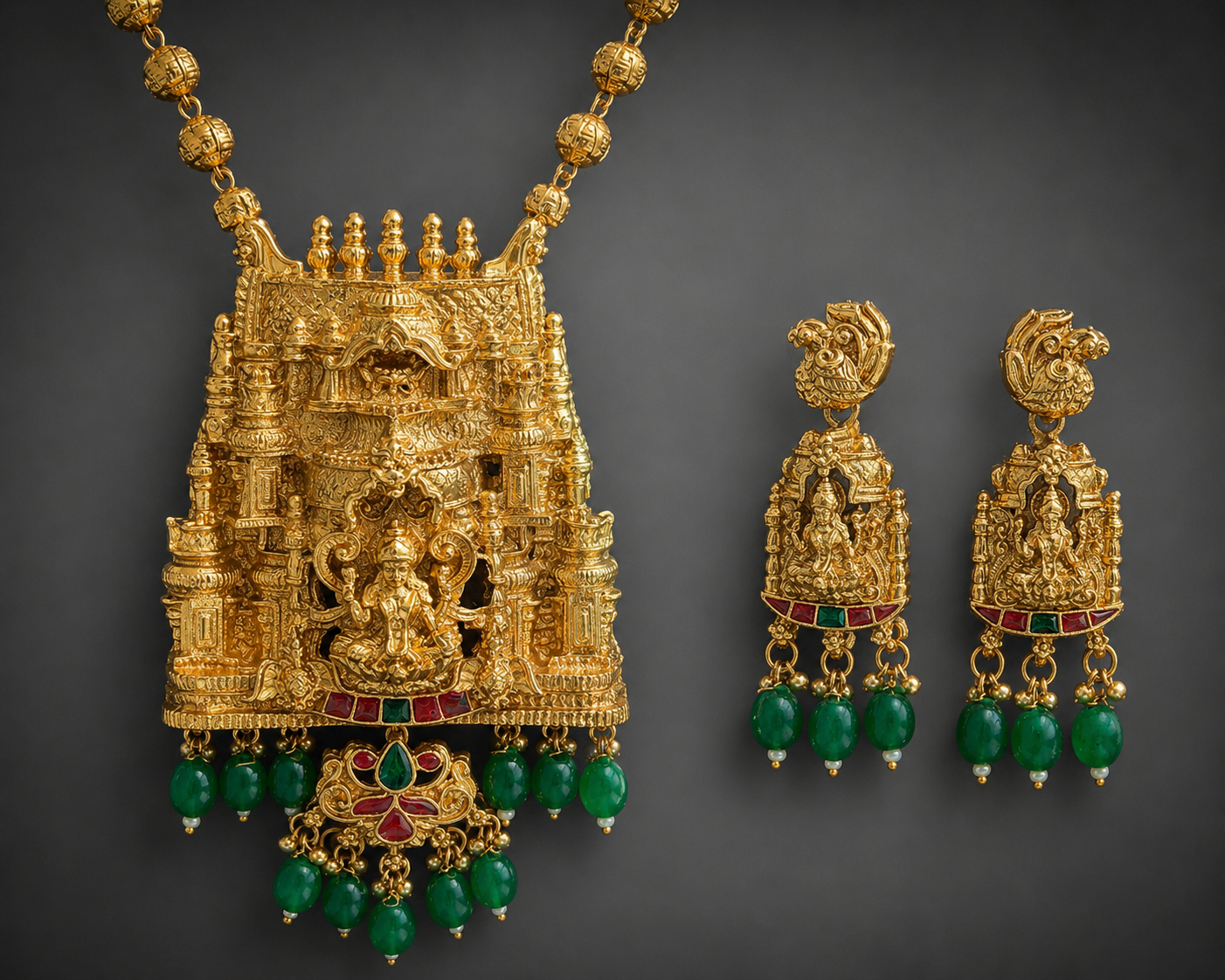 Lakshmi Temple Pendant Haram Set
