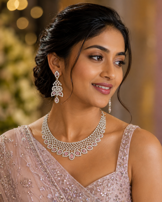 Blush Pink AD/CZ Choker Set