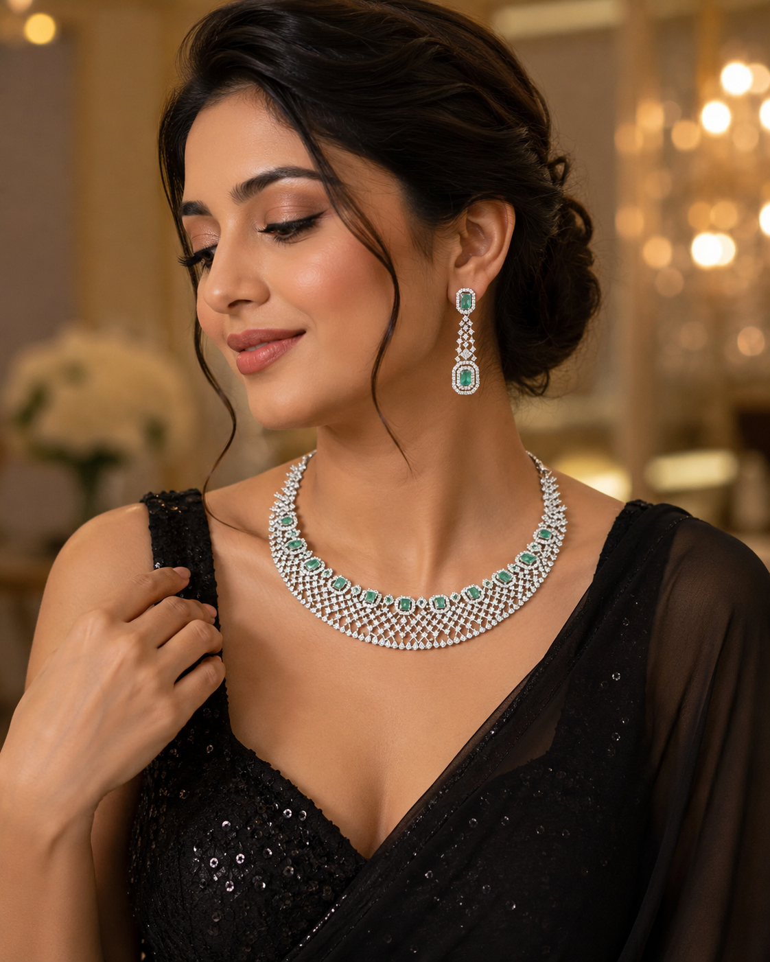 Radiant Pastel green AD/CZ Choker Set