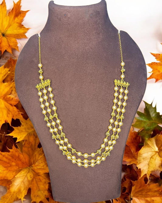 "Rajmoti Haar" – Classic Pearl Layered Necklace