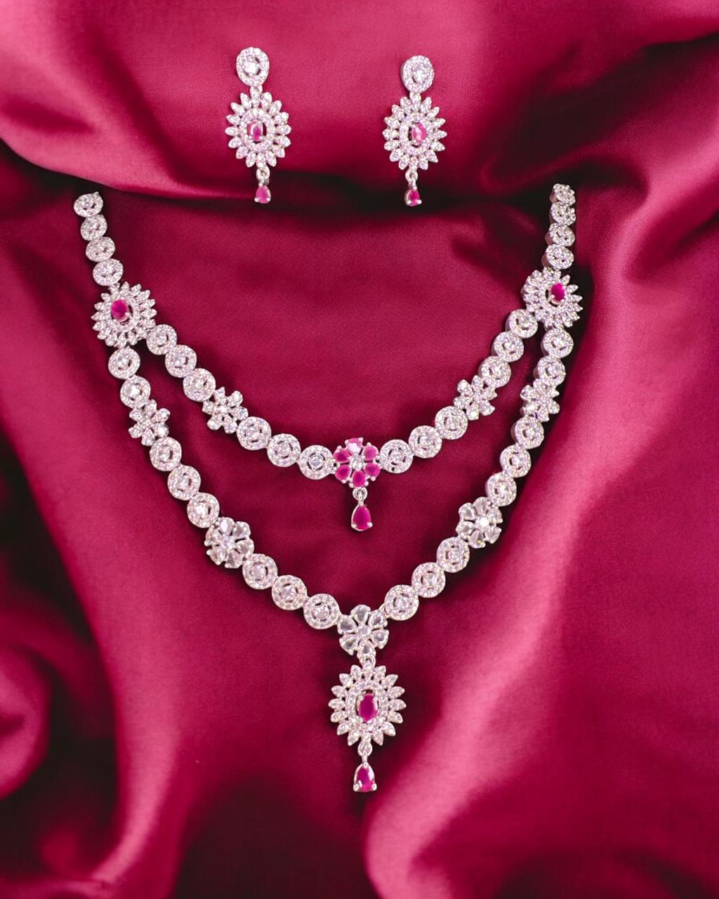 Royal Pink CZ Necklace set
