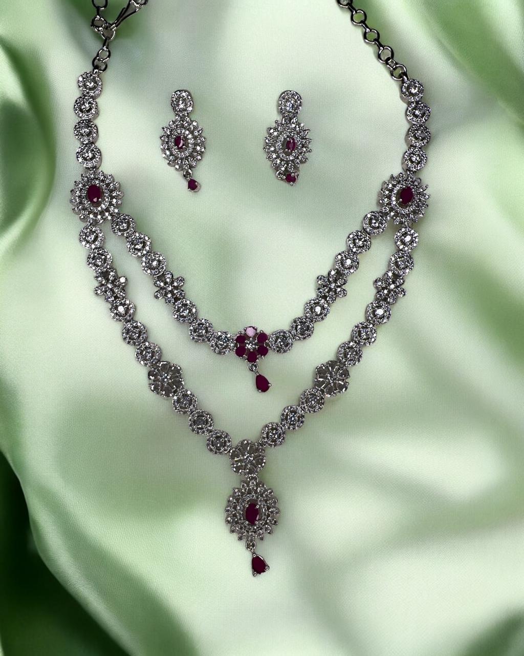 Royal Pink CZ Necklace set